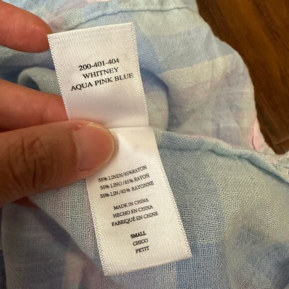 RAILS Whitney Check Short-Sleeve Button-Down Shirt in Aqua Pink Blue - Picture 9 of 11